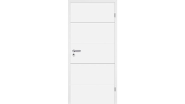 Zimmertür Weißlack RSP vier Querstreifen Eckkante 9010