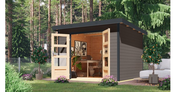 Karibu Hybrid Gartenhaus Pluto 6 B 271x271 cm terragrau