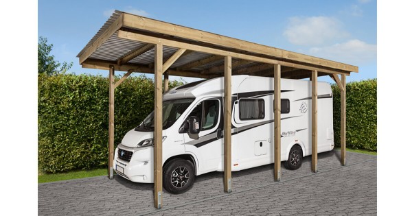 Wohnmobil-Einzelcarport 340 x 760cm mit Aluminium-Dachplatten