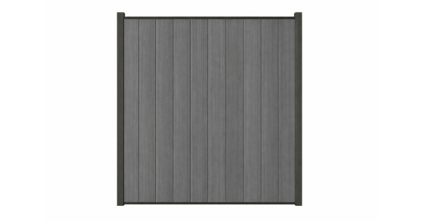 System WPC Classic Zaunfeld Set coextrudiert grau Steckzaun senkrecht (ohne Alupfosten anthrazit)