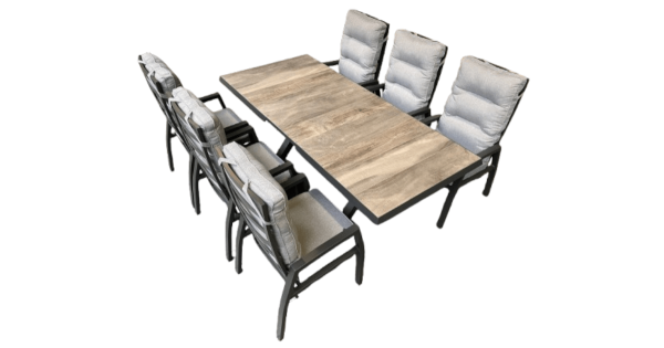 Gartenmöbelset mit Sincro Ausziehtisch 160/200x90 cm und 6 Bondino Verstellsesseln