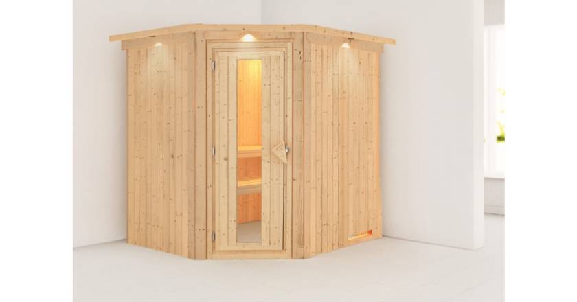 Karibu Sauna Lilja mit Dachkranz ohne Ofen