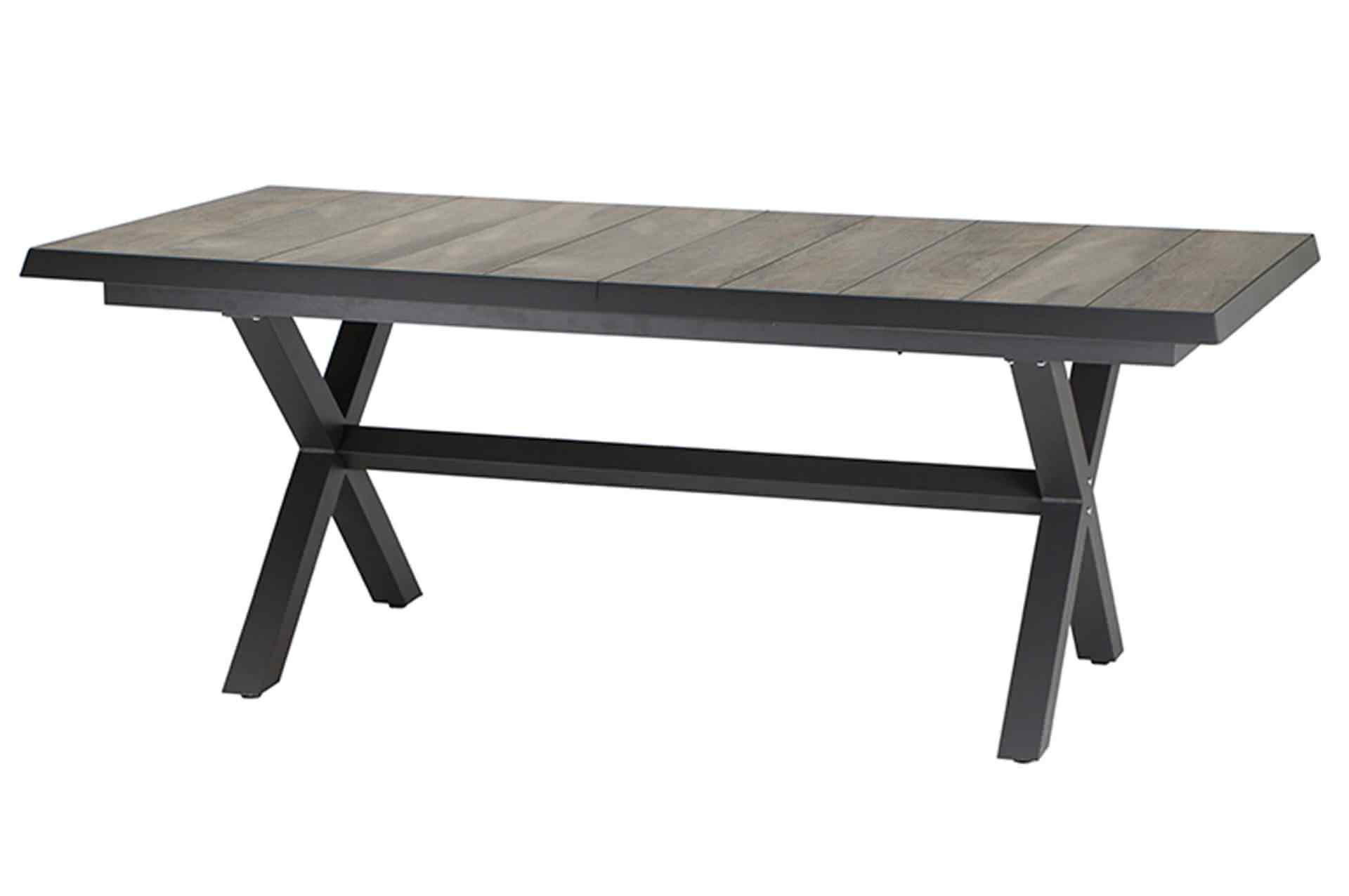 SIENA GARDEN Corido Ausziehtisch / 6 Gardino®-Geflecht, charcoal, Sitzgruppe, Sincro 205/265x103cm Alu Diningsessel, 