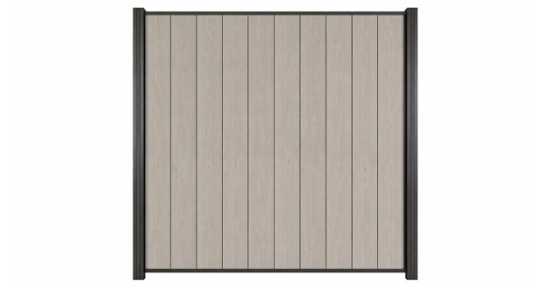 System WPC Zaunfeld Set Bicolor weiß Steckzaun senkrecht (ohne Alupfosten anthrazit)