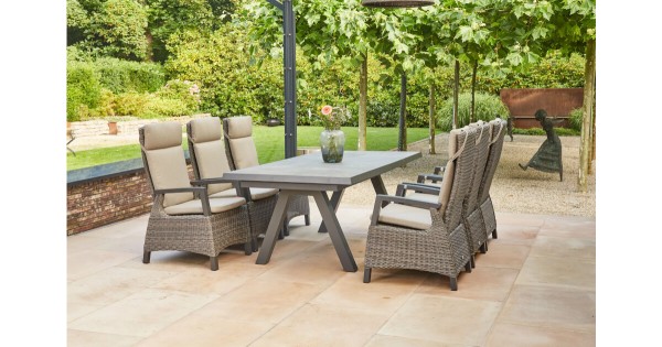 Sitzgruppe Corido charcoal grey mit 6 Diningsesseln und 1 Ausziehtisch Tirana