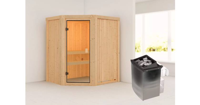 Karibu Sauna Faurin + 9kW Saunaofen mit integrierter Steuerung