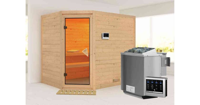 Karibu Sauna Tanami + 9kW BIO-Kombiofen mit ext. Steuerung Easy