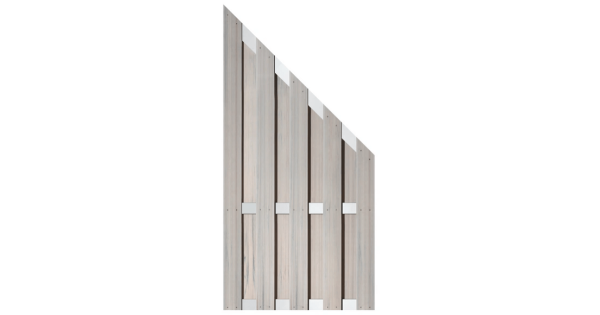 Abschlusselement Jumbo WPC Ibiza 90x180/90 cm Alu bicolor weiß mit Aluminium-Querriegeln silber