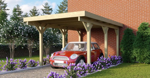 Karibu Einzelcarport Classic 1 kdi in 3 Varianten inkl. PVC-Dacheindeckung