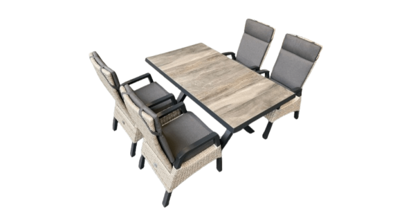Gartenmöbelset mit Sincro Ausziehtisch 160/200x90 cm und 4 Treviso Verstellsessel