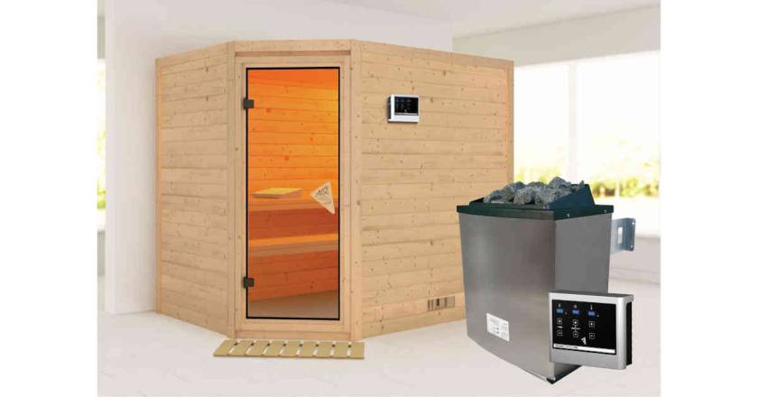 Karibu Sauna Tanami + 9kW Saunaofen mit ext. Steuerung Easy