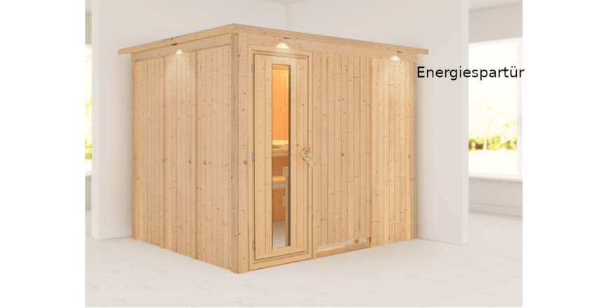 Karibu Sauna Gobin mit Dachkranz ohne Ofen