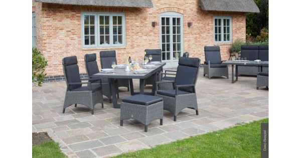 Gartenmöbel 8er Set Keramo Dining Set grau mix