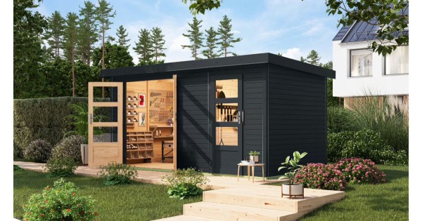 Karibu Hybrid Gartenhaus Merkur C 400 x 214 cm anthrazit