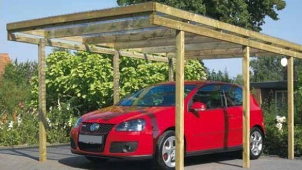 Einzelcarport 304 x 510cm mit PVC-Dachplatten