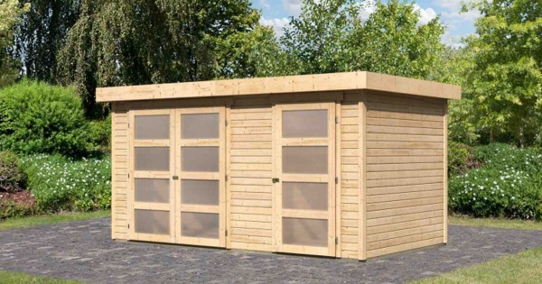 Karibu Zweiraum - Gartenhaus Mühlentrup 1 naturbelassen 404x217cm 19mm