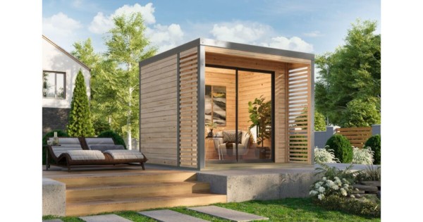 Karibu Gartenhaus Saturn A Naturbelassen / Graualuminium 276 x 276 cm