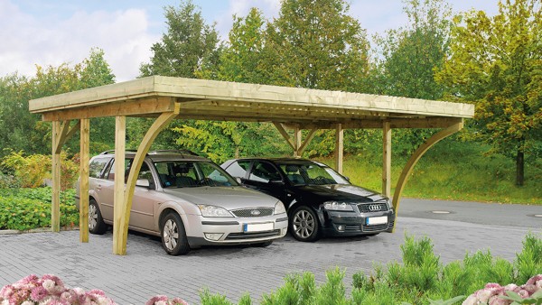 Doppelcarport 604 x 504cm mit Aluminium-Dachplatten