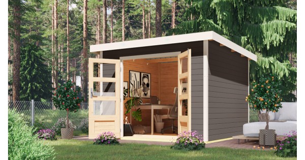 Karibu Hybrid Gartenhaus Pluto 6 B 271x271 cm terragrau