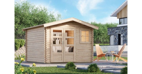 Karibu 38mm Gartenhaus Felsenau 3 Blockbohlenhaus 297x297cm unbehandelt