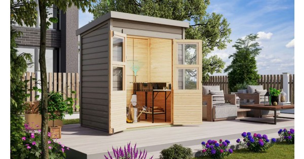 Karibu Gartenhaus 14mm Merseburg 2 Gerätehaus 182x126 cm vorvergraut