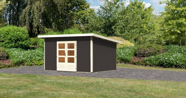 Karibu Gartenhaus 38mm Northeim 4 terragrau 369 x 309 cm
