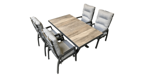 Gartenmöbelset mit Sincro Ausziehtisch 160/200x90 cm und 4 Bondino Verstellsesseln