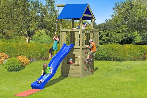 Kinderspielanlage 69512 mit 1 Spielturm und Wellenrutsche