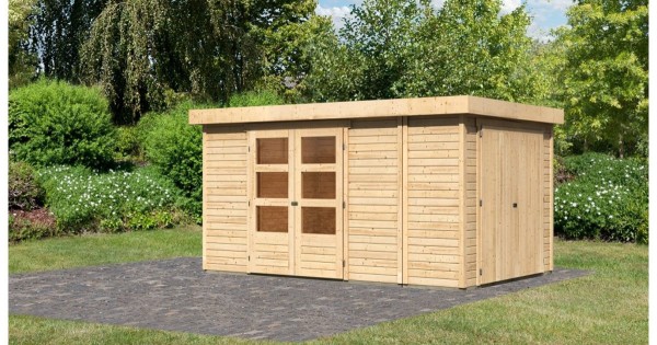 Karibu 19mm Gartenhaus Retola 6 unbehandelt mit Anbauschrank