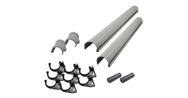 Flachdach-PVC-Dachrinnenset J für Gartenhausdächer bis 265cm Länge
