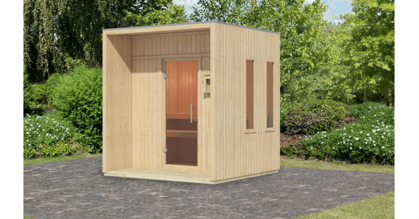 Karibu Sauna Arcadia ohne Ofen in zwei Farben erhältlich