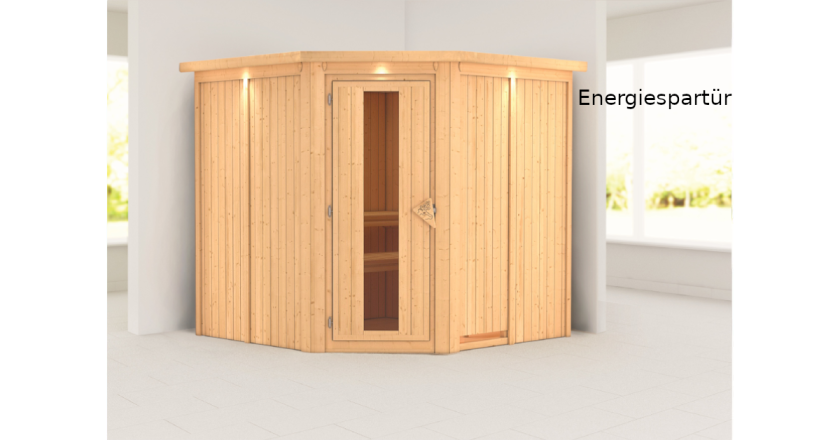 Karibu Sauna Jarin mit Dachkranz ohne Ofen