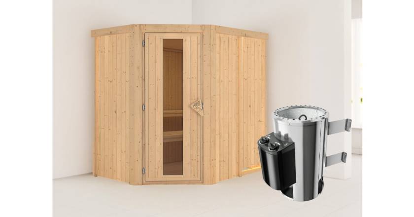 Karibu Sauna Saja + 3,6kW Saunaofen mit integr. Steuerung