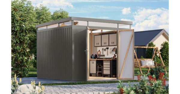 Karibu Metallhaus Aurum 3,5 Graualuminium 290 x 292 cm