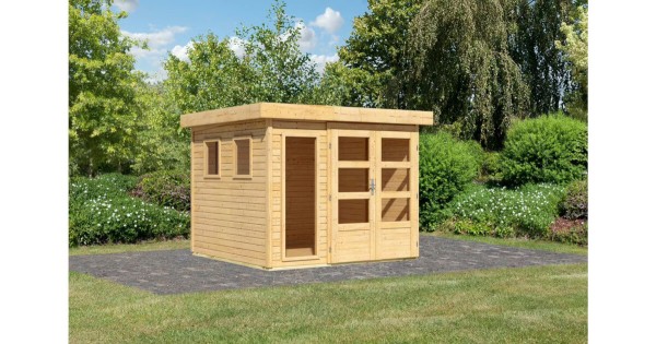 Karibu Gartenhaus 19 mm Lahar 3,5 naturbelassen 242 x 246 cm