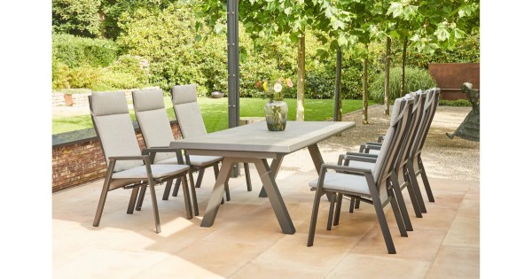 Siena Garden Gartenmöbel Set mit Tirana Ausziehtisch und 6 Valencia Dining Move Gartensesseln