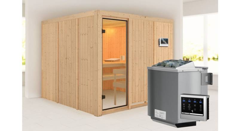 Karibu Sauna Arvika + 4,5kW BIO-Kombiofen mit ext. Steuerung Easy