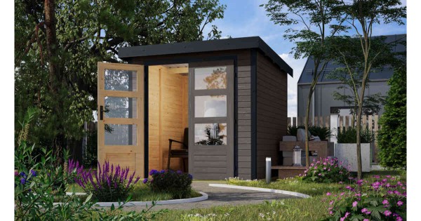 Karibu Hybrid Gartenhaus Jupiter 2 B 19 mm Blockbohlenhaus 205x209 cm unbehandelt