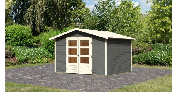 Karibu Gartenhaus 19mm Amberg 5 Terragrau