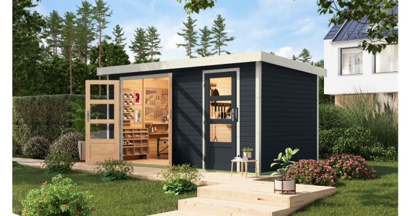 Karibu Hybrid Gartenhaus Merkur C 400 x 214 cm anthrazit
