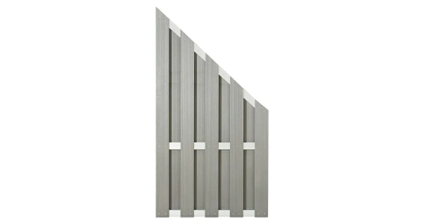 Abschlusselement Jumbo WPC Ibiza 90x180/90 cm Alu hellgrau mit Aluminium-Querriegeln silber