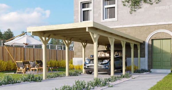 Karibu Einzelcarport Classic 3 kdi in 3 Varianten inkl. PVC-Dacheindeckung