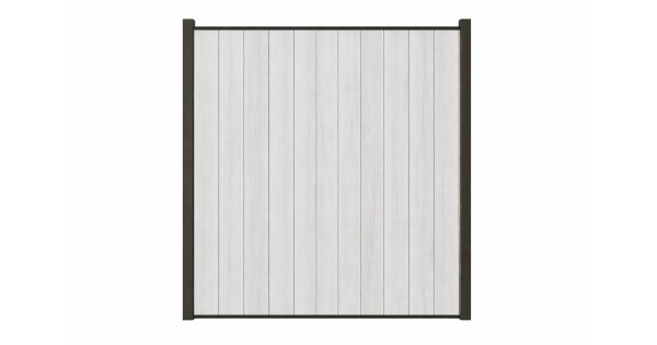 System WPC Classic Zaunfeld Set coextrudiert hellbeige Steckzaun senkrecht (ohne Alupfosten anthrazi