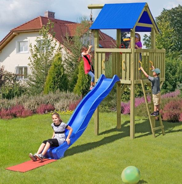 Kinderspielanlage 69502 mit 1 Spielturm und Wellenrutsche