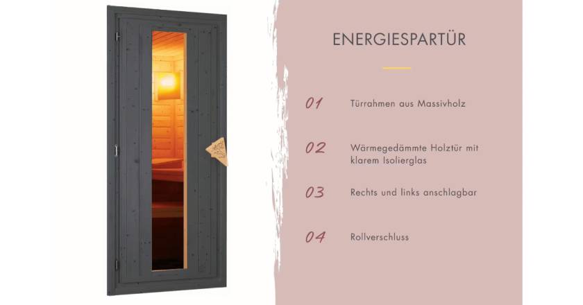 Karibu Sauna Lilja + 3,6kW Plug&Play Ofen externe Steuerung