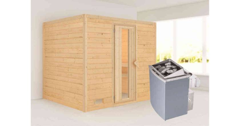 Karibu Sauna Sonara + 9kW Saunaofen mit integr. Steuerung