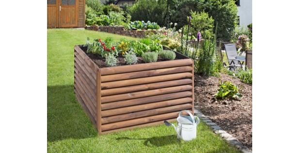 Hochbeet aus Halbrundriegeln 120 cm breit Teakbraun