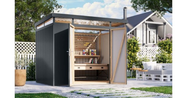 Karibu Metallhaus Aurum 3 Anthrazit 290 x 209 cm