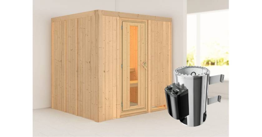 Karibu Sauna Daria + 3,6kW Saunaofen mit integr. Steuerung
