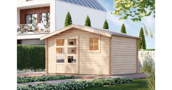 Karibu 38mm Gartenhaus Felsenau 5 Blockbohlenhaus 387x297cm unbehandelt